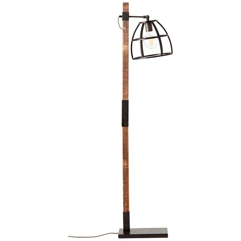 BRILLIANT Lampe Matrix Wood Standleuchte 1flg schwarz stahl/holz | 1x A60, E27, 60W, geeignet für Normallampen (nicht enthalten) | Kopf schwenkbar