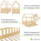 Juskys Kinderbett Marli 90 x 200 cm mit Bettkasten 2-teilig, Rausfallschutz, Lattenrost & Dach - Massivholz Hausbett für Kinder - Bett in Natur