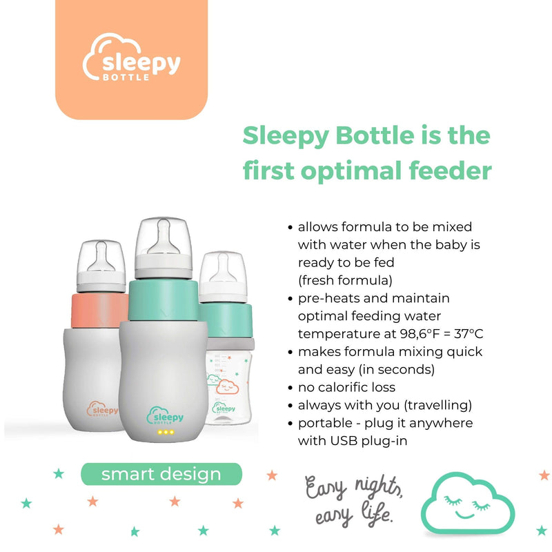 SLEEPY BOTTLE Tragbarer Babyflaschenzubereiter. Erwärmt Wasser 37°C. Einfache Babyflaschen Zubereitung. TWIST & SHAKE und Wasser vermischt mit Milchpulver. Baby Nachtfütterung. Baby unterwegs füttern.
