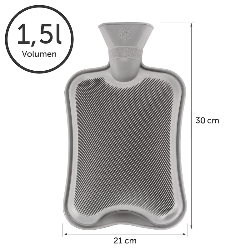 Blumtal Wärmflasche mit weichem Bezug - 1,8L Wärmeflasche, Bettflasche, Wärmflasche flauschig