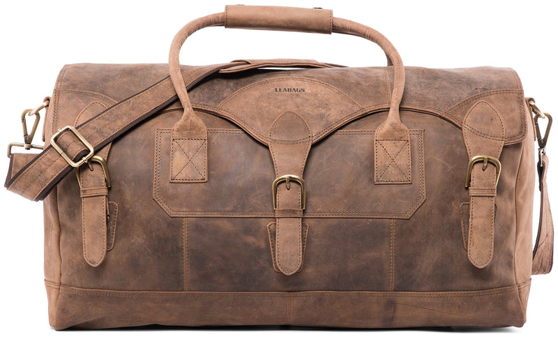 LEABAGS Elche Reisetasche aus echtem Büffel-Leder im Vintage Look - Fallow