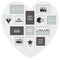ATMOSPHERA CREATEUR D'INTERIEUR White Heart-Shaped Collage Photo Frame for 13 Photos