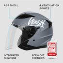 Westt Jethelm mit Visier & Sonnenblende Motorradhelm Herren Damen Roller Helm Mopedhelm Mofa Chopper Helm ECE DOT Zertifiziert