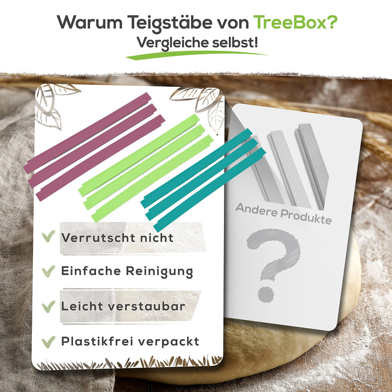 TreeBox Profi Teigstäbe aus Silikon - 3er Set - Die modernen Teighölzer - Fondant und Teig gleichmäßig ausrollen - Antirutsch- und Antihaftwirkung