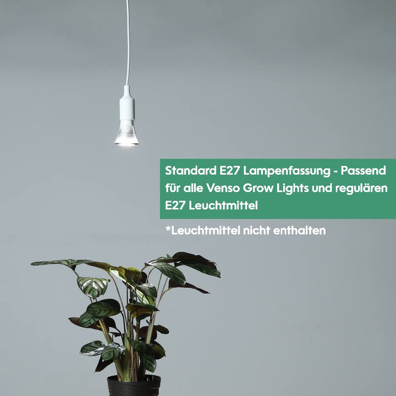 Parus by Venso E27 Lampenfassung 4m Textilkabel Weiß, Eurostecker, Venso Ecosolutions Lampenfassung E27 mit Kabel für E27 LED Lampe, Bulb Holder, Kabel für Lampe, Fassung E27 Weiß