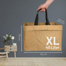D&D Living® Umweltfreundliche Einkaufstasche aus Zellostan - faltbar, groß, stabil - Praktisch als Einkaufskorb, Tragetasche oder Holzkorb (40 Liter) (Braun)