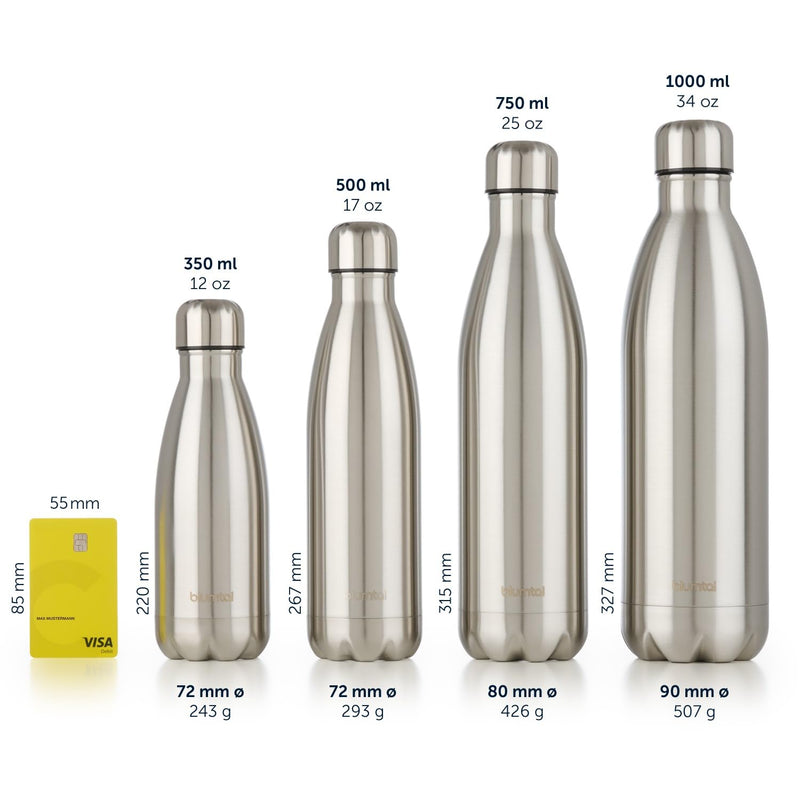 Blumtal Trinkflasche Charles - auslaufsicher, BPA-frei, stundenlange Isolation von Warm- und Kaltgetränken, 500ml, dove grey - grau