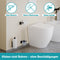 WEISSENSTEIN Toilettenbürstenhalter Set zur Wandmontage ohne Bohren - WC-Garnitur Set mit Bürste, Bürstenhalter aus Glas, schwarzer Edelstahl Halterung zum Kleben