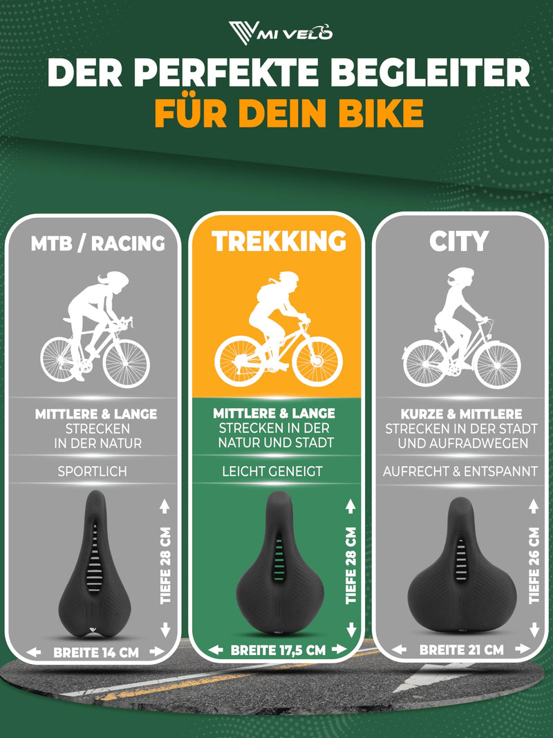 MIVELO Comfort PRO Fahrradsattel mit Memory Foam I Fahrrad Sattel Damen I Fahrradsattel Herren bequem & ergonomisch (Trekking)