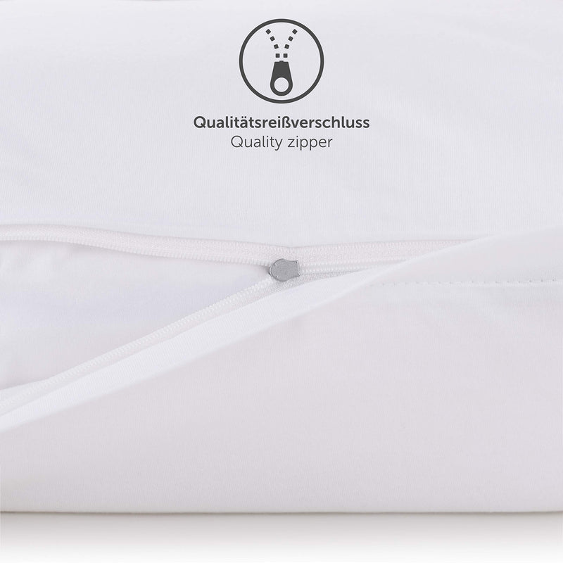 Blumtal Kissenbezug 40 x 80 cm (2er Set Kissenbezüge) - Weiß - 100% Baumwoll-Jersey, Oeko-Tex Zertifiziert, Kopfkissenbezug 40x80 - Jersey Kissenhülle für Kissen 40x80 cm mit Reißverschluss