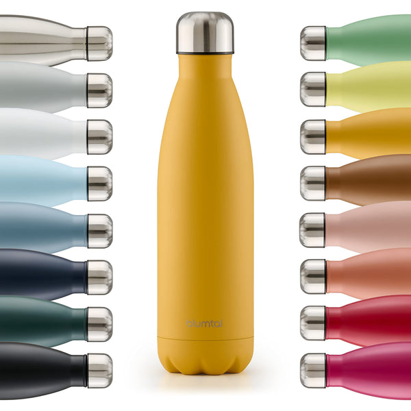 Blumtal Trinkflasche Charles - auslaufsicher, BPA-frei, stundenlange Isolation von Warm- und Kaltgetränken, 500ml, spicy mustard - gelb