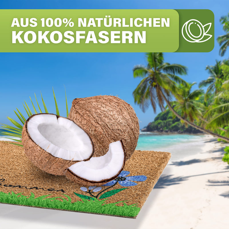 Bodenständig Liebevolle Kokosfußmatte [extrem robust] - langlebig und wetterfest - Fußmatte Außen Kokos - Fussmatte Kokos - Kokosmatte Fußmatte - Fussmatte Aussenbereich wetterfest – Blume