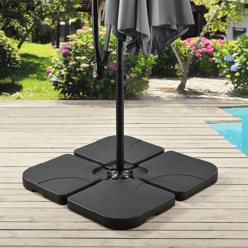 Juskys Schirmgewicht 4er-Set Quad für Schirmständer mit 60 Liter Wasser oder 80 kg Sand befüllbar HDPE Kunststoff Sonnen-Schirmständer