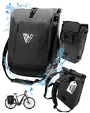 MIVELO - 3 in 1 Fahrradtasche - Rucksack - Schultertasche 100% wasserdicht, mit Laptopfach und Schloss, für Fahrrad Gepäckträger 1 STK (Carbon, 20L)