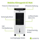 Juskys Klimagerät mobil mit Fernbedienung & Wasserkühlung - ohne Abluftschlauch — 65 W - 3 Geschwindigkeiten — 7L Wassertank Luftkühler Klimaanlage