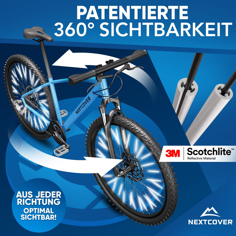 Nextcover® Speichenreflektoren Fahrrad 144 Stück [3M Scotchlite] für maximale Sichtbarkeit bei Nacht I StVZO zugelassene Speichen Reflektoren FahrradI Fahrrad Reflektoren für gängige Speichen