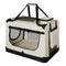 Juskys Hundetransportbox Lassie L (beige) faltbar - 50 x 70 x 52 cm - Reisebox mit Decke, Tasche & Griffen — Stoff Transportbox für Hunde