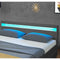 Juskys Polsterbett Lyon 140 x 200 cm mit Matratze, Bettkasten, LED Beleuchtung, Lattenrost & Kopfteil, grau, Bett Bettgestell Jugendbett Einzelbett