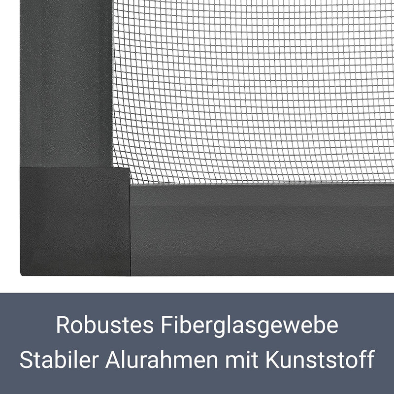 Juskys Fliegengitter für Fenster mit Alu Rahmen 80 x 100 cm - Montage ohne Bohren - zum Einhängen - Insektenschutz Mückenschutz Fliegenschutzgitter - weiß