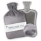 Blumtal Wärmflasche mit Premium Vliesbezug in Samtoptik - Wärmeflasche mit Bezug zur Schmerzlinderung, Auslaufsichere Bettflasche aus Naturkautschuk für Kinder und Erwachsene, Grau