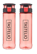 TASTELIO 2er Set Trinkflasche BPA-frei aus Tritan mit Fruchtsieb für Alltag Sport Freizeit Schule Reisen, 730ml, Sichere 1-klick-Öffnung, Auslaufsicher, spülmaschinengeeignet