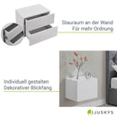 Juskys Wandschrank Nachttisch hängend Holz 40x29x30 cm BTH - 2 Schubladen - Wandmontage - Nachtkommode stabil - Nachtschrank Weiß Hochglanz