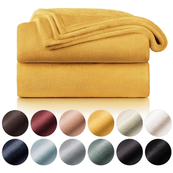 Blumtal Kuscheldecke aus Fleece - hochwertige Decke, Oeko-TEX® Zertifiziert in 130 x 150 cm, Kuscheldecke flauschig als Sofadecke, Tagesdecke oder Winterdecke, Spicy Mustard - gelb