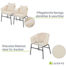 Juskys Rope Stühle 2er Set - Gartenstühle mit Seilgeflecht & Polster - wetterfester & bis 160 kg belastbar - Stahl mit Pulverbeschichtung - Beige