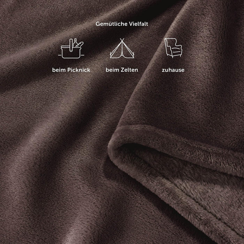 Blumtal Kuscheldecke aus Fleece - hochwertige Decke, Oeko-TEX® Zertifiziert in 150x200 cm, Kuscheldecke flauschig als Sofadecke, Tagesdecke oder Winterdecke, Dunkelbraun