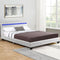 Juskys Polsterbett Verona 120 × 200 cm - Bett komplett mit LED-Beleuchtung, Matratze und Lattenrost - Kunstleder Bezug - weiß — Jugendbett