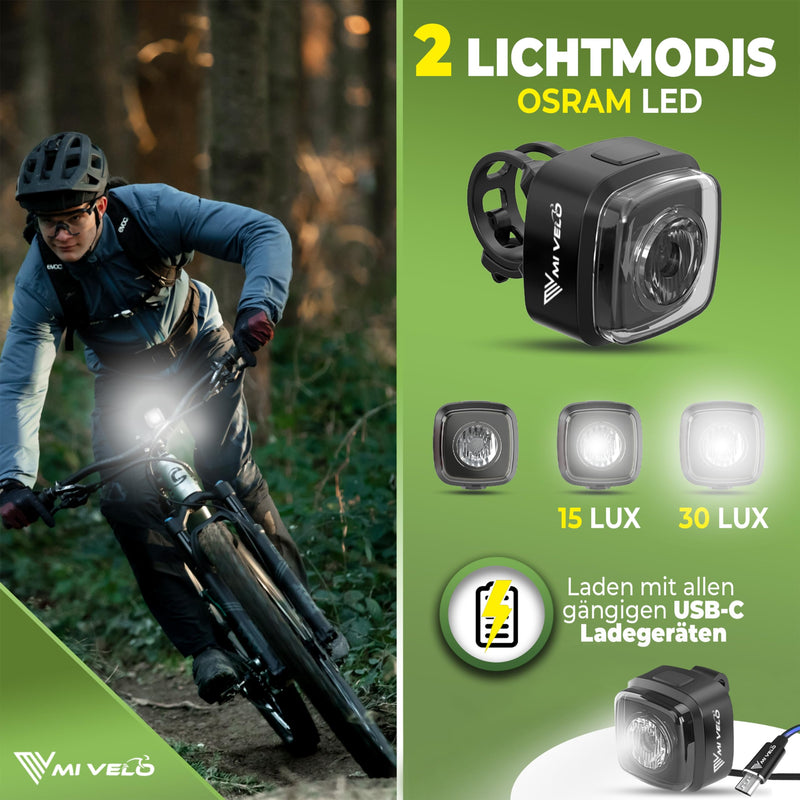 MIVELO Cube ONE Fahrradlicht vorne StVZO zugelassen Frontlicht Fahrradbeleuchtung USB-aufladbar & 100% wasserdicht LED Fahrrad Licht vorne, Fahrradlampe