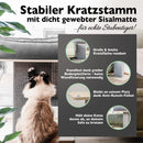 Nemmy Premium Kratzbaum klein grau | Stabiler Kratzstamm extra breit | Katzenbett mit Kissen | Katzenbaum große Katzen | Modern Holz Natur | Kratzsäule | Kratzstamm