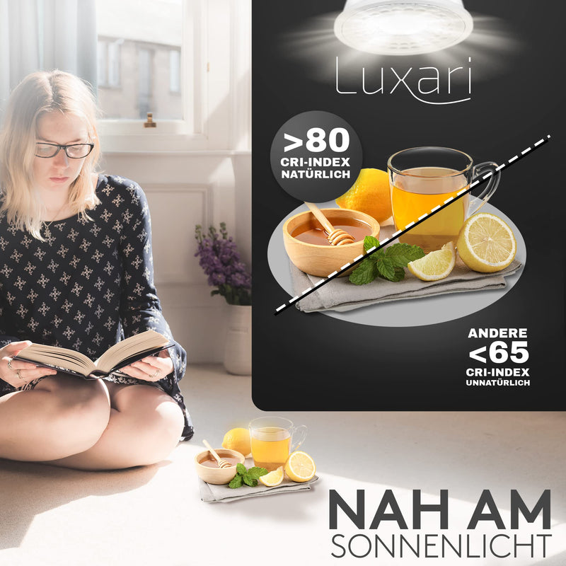 Luxari GU5.3 LED Lampe [10x] − MR16 LED − Entspricht 50W Halogenlampe − LED Leuchtmittel 5W 420lm − GU 5.3 LED Spot mit 2700K warmweiß - 12V LED - LED Spot 12V