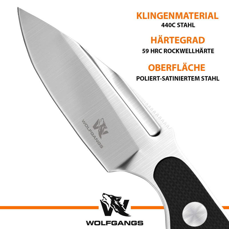 Wolfgangs CITO Neck Knife Messer - inklusive Kydex Scheide und Kugel Halskette zum umhängen - Mini Tactical Survival Outdoor Messer für verstecktes tragen (Cito - Silber)