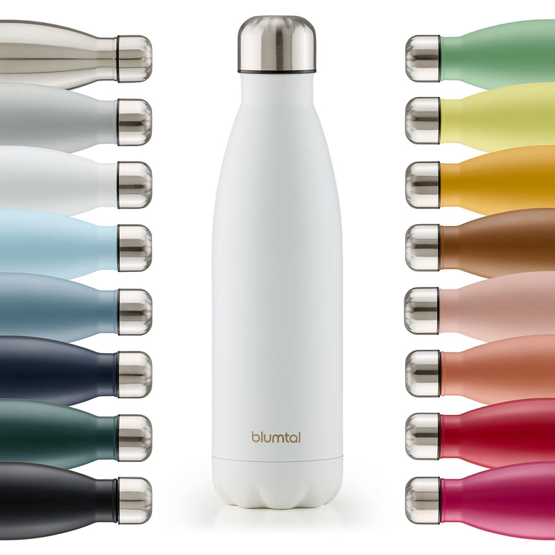 Blumtal Trinkflasche Charles - auslaufsicher, BPA-frei, stundenlange Isolation von Warm- und Kaltgetränken, 350ml, weiß
