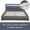Juskys Polsterbett Sevilla 140 x 200 cm - Bett mit Matratze, Lattenrost & LED — Holz & Kunstleder - grau — Jugendbett Gästebett Einzelbett