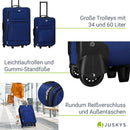 Juskys Trolley Reisekoffer Set 5 teilig - 60 Liter, 2 Rollen, Weichschale, wasserabweisend Stoff, leicht, Handgepäck - Koffer in Blau