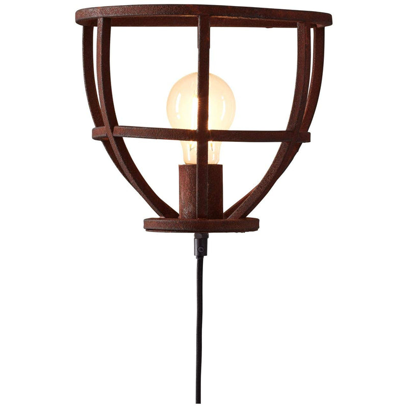 BRILLIANT Lampe Matrix Wandleuchte Zuleitung und Schalter rostfarbend | 1x G95, E27, 60W, geeignet für Normallampen (nicht enthalten) | Mit Schnurzwischenschalter