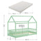 Juskys Kinderbett Marli 90 x 200 cm mit Matratze, Rausfallschutz, Lattenrost & Dach - Massivholz Hausbett für Kinder - Bett in Mint