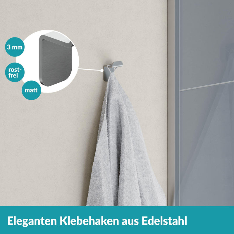 WEISSENSTEIN Handtuchhaken Ohne Bohren aus Edelstahl fürs Bad – Selbstklebende Haken – 3 Stück