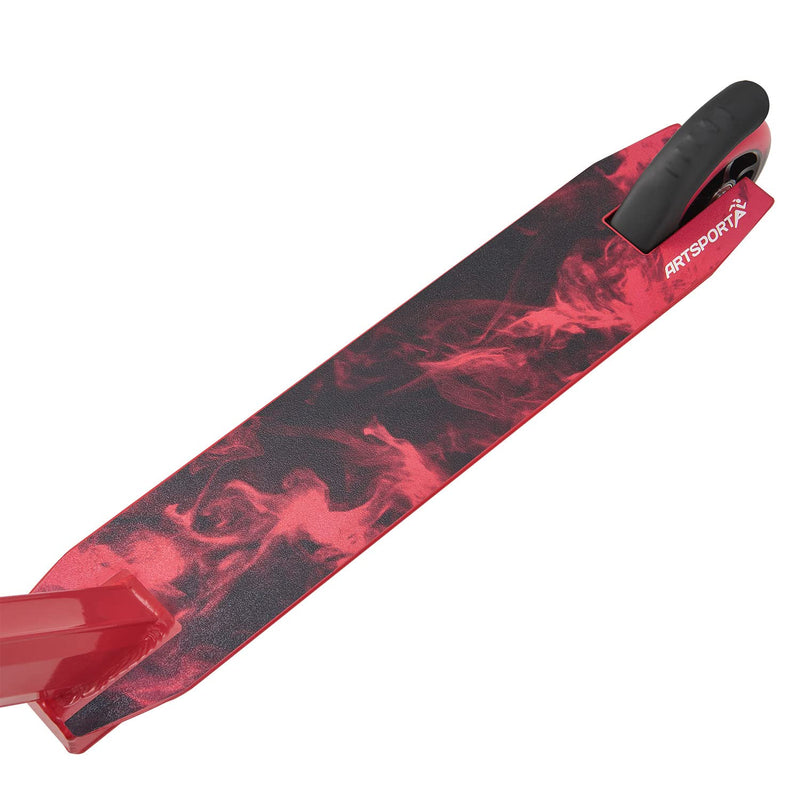 ArtSport Stunt Scooter Red Smoke - Trick Roller für Kinder & Jugendliche - 360° Lenker, 100 mm Alu Räder - Kinderroller Rot Schwarz