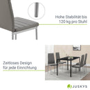 Juskys Esszimmerstühle Loja Stühle 4er Set Esszimmerstuhl - Küchenstühle mit Kunstleder Bezug - hohe Lehne stabiles Gestell - Stuhl in Grau