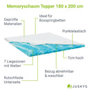 Juskys Topper 180x200 cm aus Memoryschaum, 7-Zonen orthopädisch & atmungsaktiv, 7cm Höhe, H2 - H3, Bezug waschbar Matratzentopper Matratzenauflage