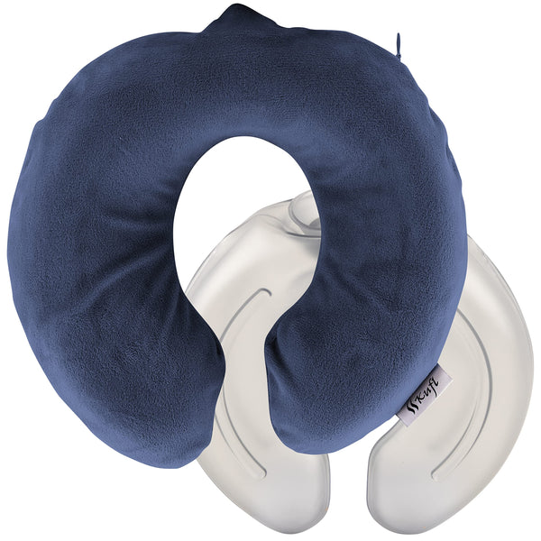 Kufl Nackenwärmflasche mit Fleece Bezug blau - Großes Wärmekissen für Nacken, Schulter & Rücken I Wärmflasche mit flauschigen Fleece Bezug 1,5L (Blau, 1.5L)