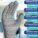 Schnittschutzhandschuhe | 1 Paar Schnittfeste Handschuhe | Lacari ORIGINAL Schnittschutzhandschuhe Küche | Hohe Sicherheit | Schnittschutzklasse C | EN-388 Zertifiziert | Anti Schnitthandschuh [S/M]