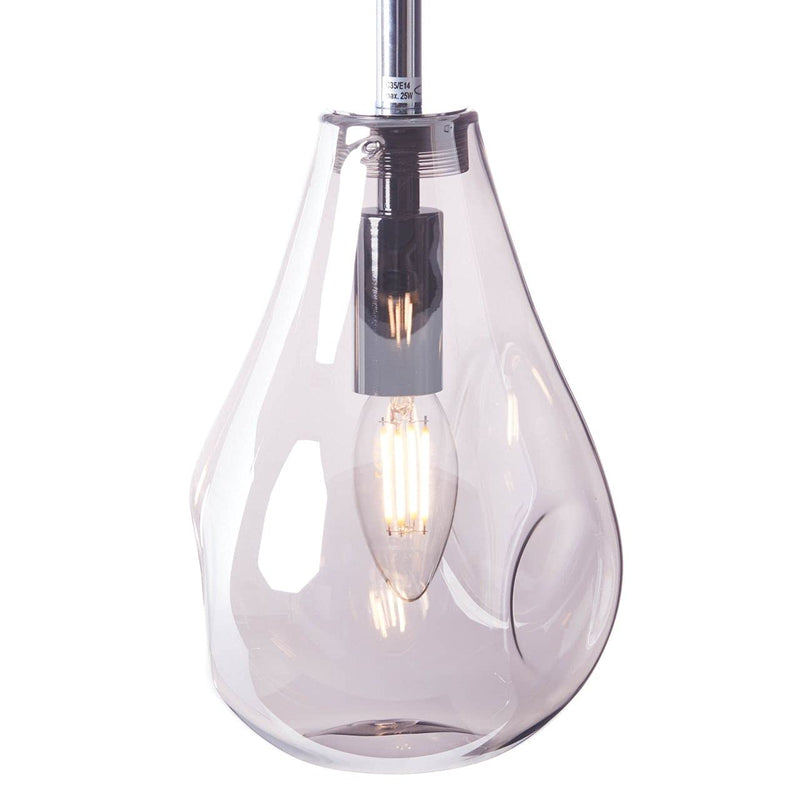 BRILLIANT Lampe, Drops Pendelleuchte 3flg rauchglas/chrom, Glas/Metall, 3x D45, E14, 25W,Tropfenlampen (nicht enthalten)
