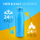 Vezato Trinkflasche Edelstahl - BPA-freie Isolierflasche 1 Liter - Auslaufsichere Wasserflasche mit doppelter Isolierung - Thermosflasche spülmaschinenfest - Für Kohlensäure geeignet - Nachhaltig