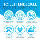 Comodo Toilettendeckel mit Absenkautomatik & Quick Release - Antibakterieller Klodeckel in D Form - Universeller WC Sitz aus Duroplast - Klobrille inkl. Montagezubehör