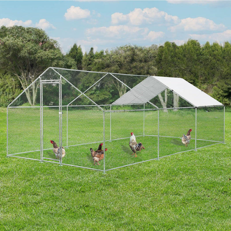 Juskys Freilaufgehege 3x6x2m — Hühnerstall aus Metall begehbar mit 18 m² Lauffläche, Tür & Riegel — Freigehege für Hühner, Kleintiere & Pflanzen