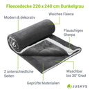 Juskys Fleecedecke 220x240 cm mit Sherpa - flauschig, warm, waschbar - Decke für Bett und Couch - Tagesdecke, Kuscheldecke Dunkelgrau